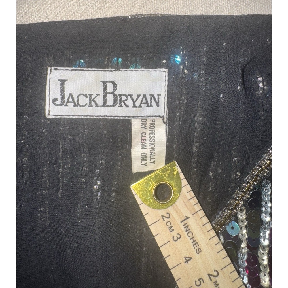 Vintage Jack Bryan Color Colorful Sequin Top Silk Women's 8 10 Shirt - Picture 9 of 9
